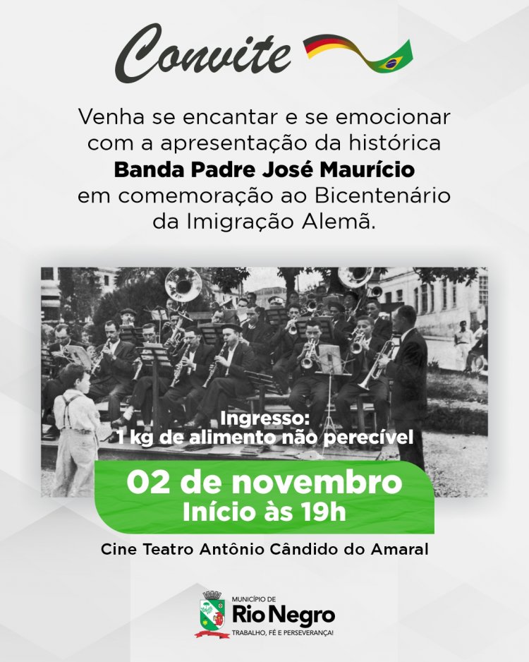 Banda Padre José Maurício se apresenta em Rio Negro neste sábado (02)